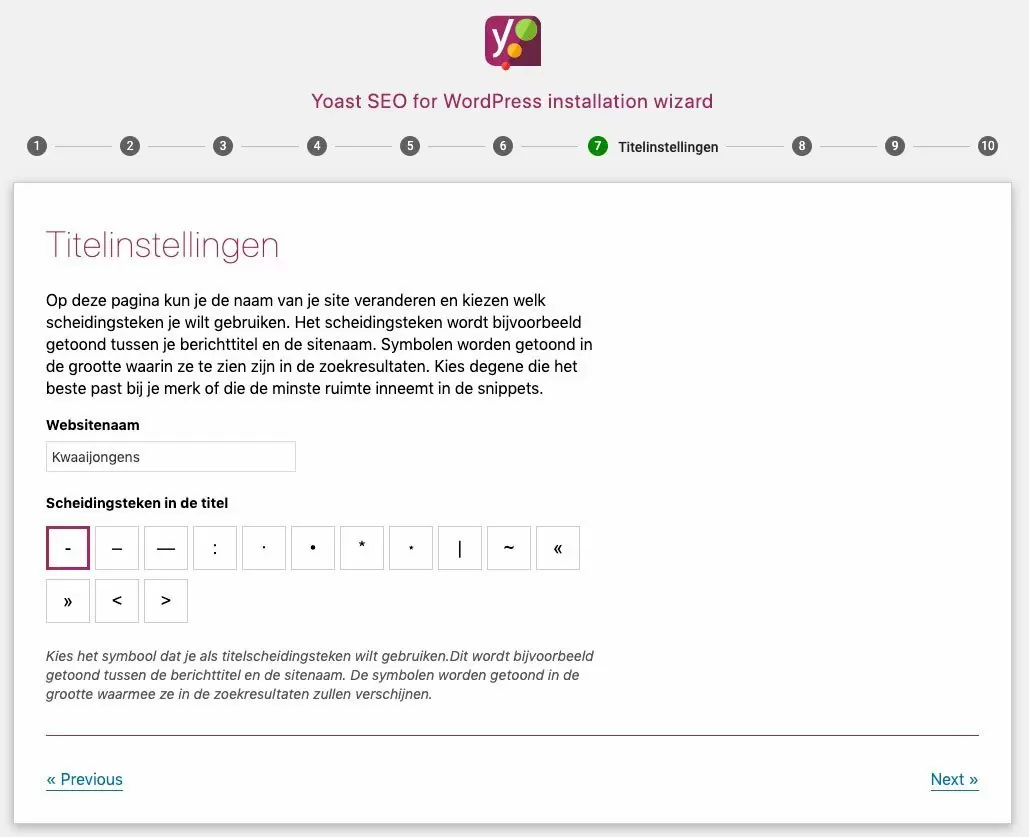 WordPress titelinstellingen Yoast