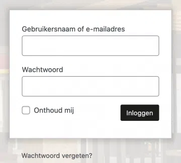 login scherm wordpress wachtwoord vergeten